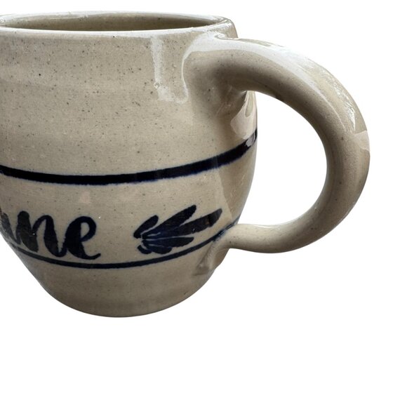 Vtg Marshall Pottery Mug Monogram Diane Stoneware 4.5" Tall Rustic Primitive - Picture 11 of 14